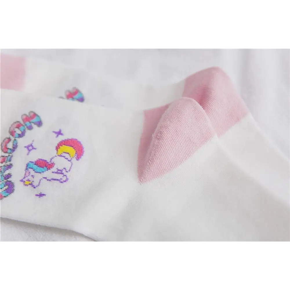 Kawaii Pastel Unicorn Socks in Pink White or Grey - socks