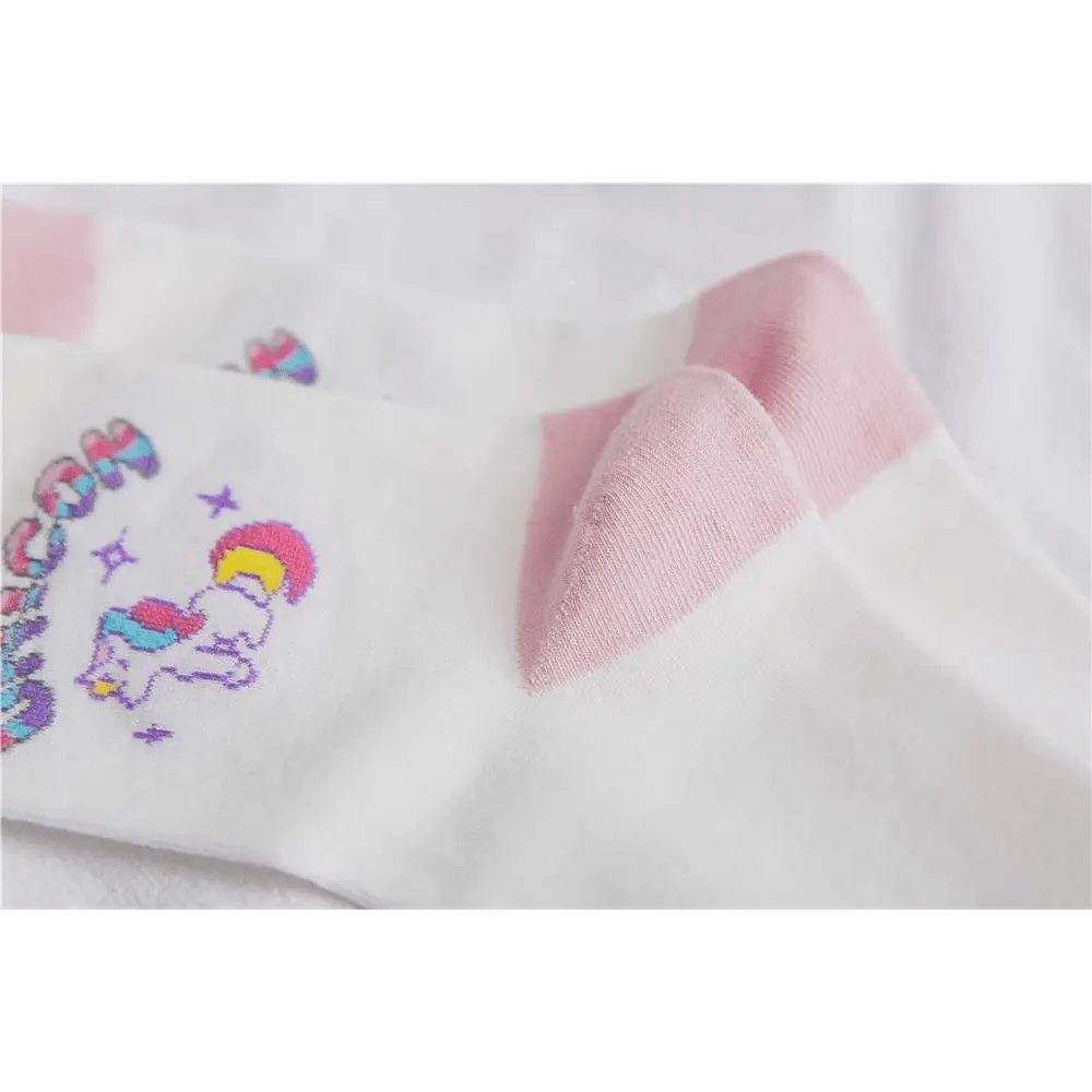 Kawaii Pastel Unicorn Socks in Pink, White, or Grey - Cosparty