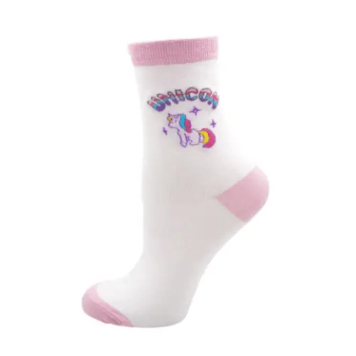 Kawaii Pastel Unicorn Socks in Pink, White, or Grey - Cosparty