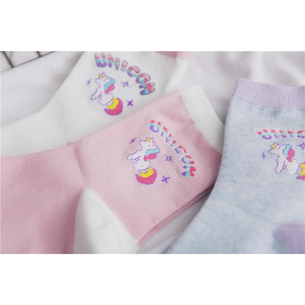 Kawaii Pastel Unicorn Socks in Pink White or Grey - socks