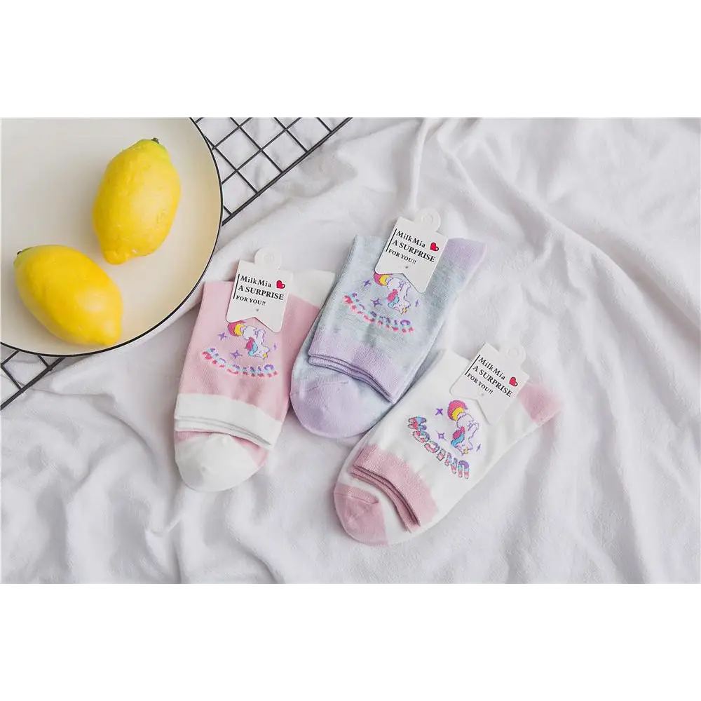 Kawaii Pastel Unicorn Socks in Pink White or Grey - socks