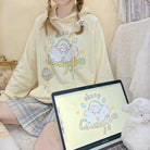 Kawaii Pastel Yellow Baby Sheep Hoodie with Angel Wings - sweatshirt