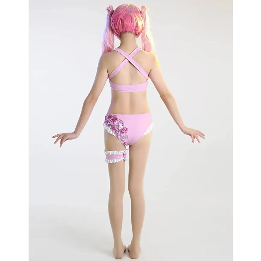 Kawaii Pink Bikini Set with Ruffled Shark Design for Summer Fun - lingerie