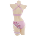 Kawaii Pink Bikini Set with Ruffled Shark Design for Summer Fun - Cosparty