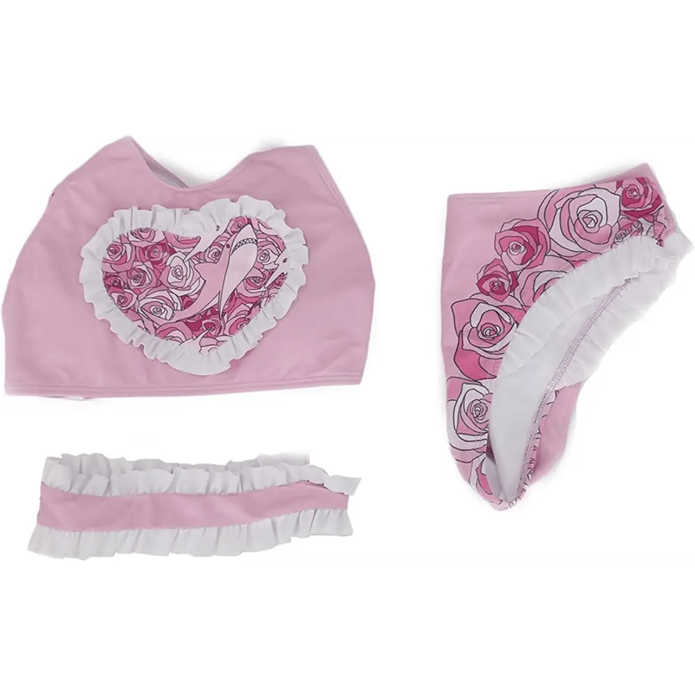 Kawaii Pink Bikini Set with Ruffled Shark Design for Summer Fun - Cosparty