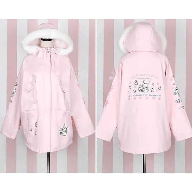 Kawaii Pink Bunny Windbreaker Winter Jacket - coat