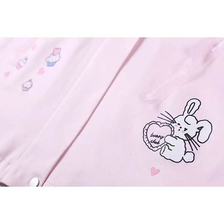 Kawaii Pink Bunny Windbreaker Winter Jacket - coat