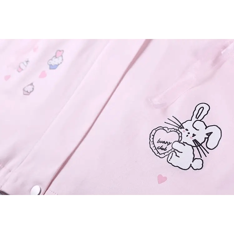 Kawaii Pink Bunny Windbreaker Winter Jacket - Cosparty