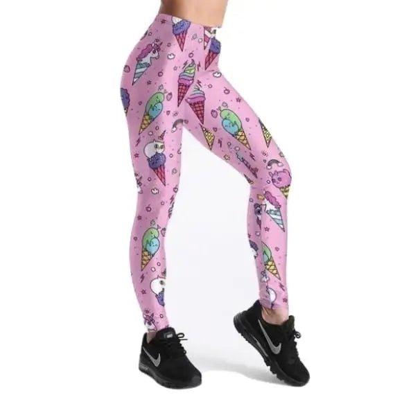 Kawaii Pink Ice Cream Sprinkles Yoga Pants for All - Day Comfort - Cosparty