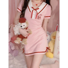 Red Trim Teddy Dress - angelcore, angelic, coquette, dollette, dresses Cosparty