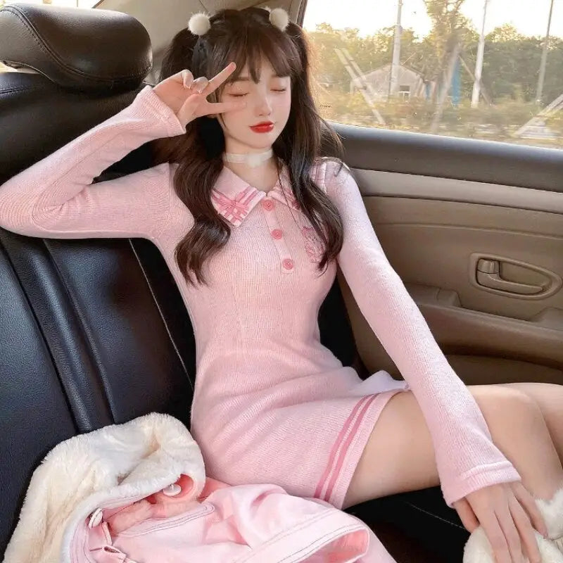 Kawaii Pink Princess Sweater Dress for Cozy Angel Vibes - dress