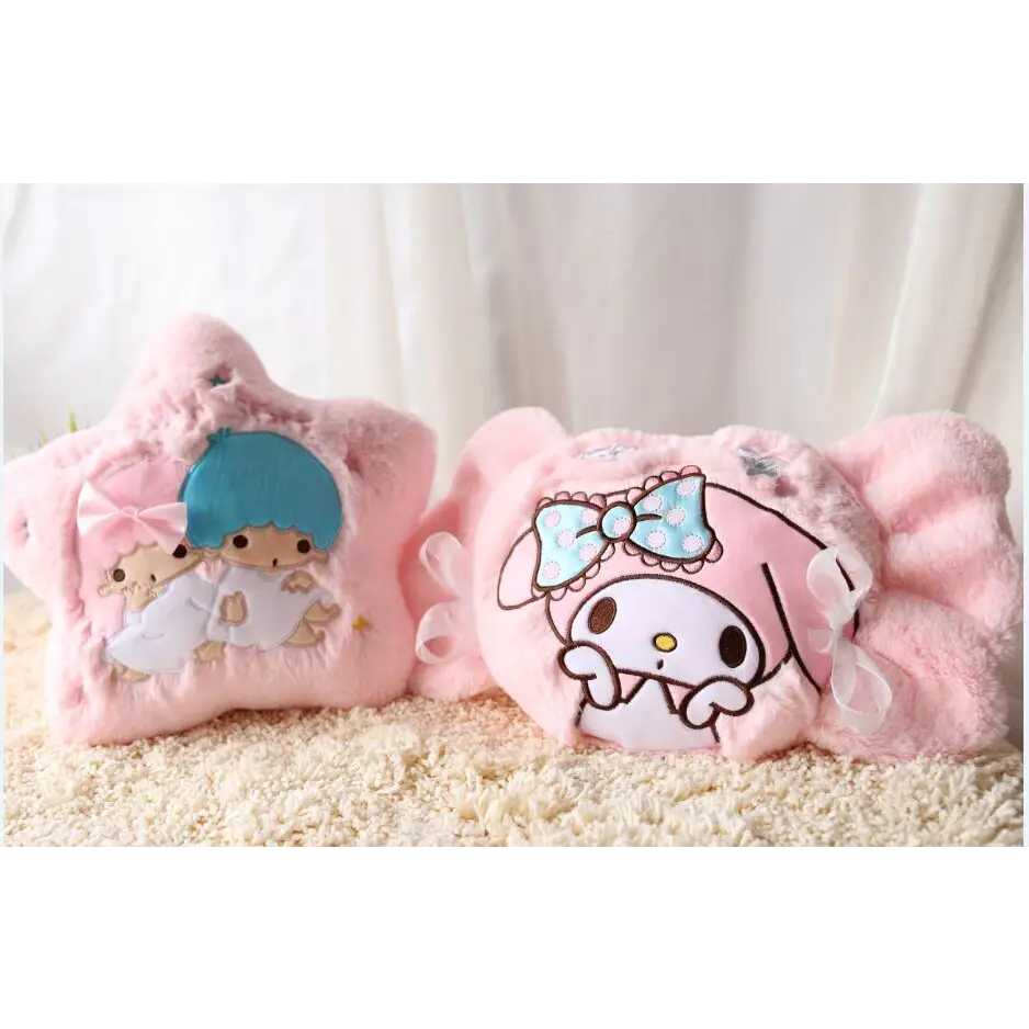 Kawaii Plush Pillow in Soft Pink with Adorable Designs - Plush