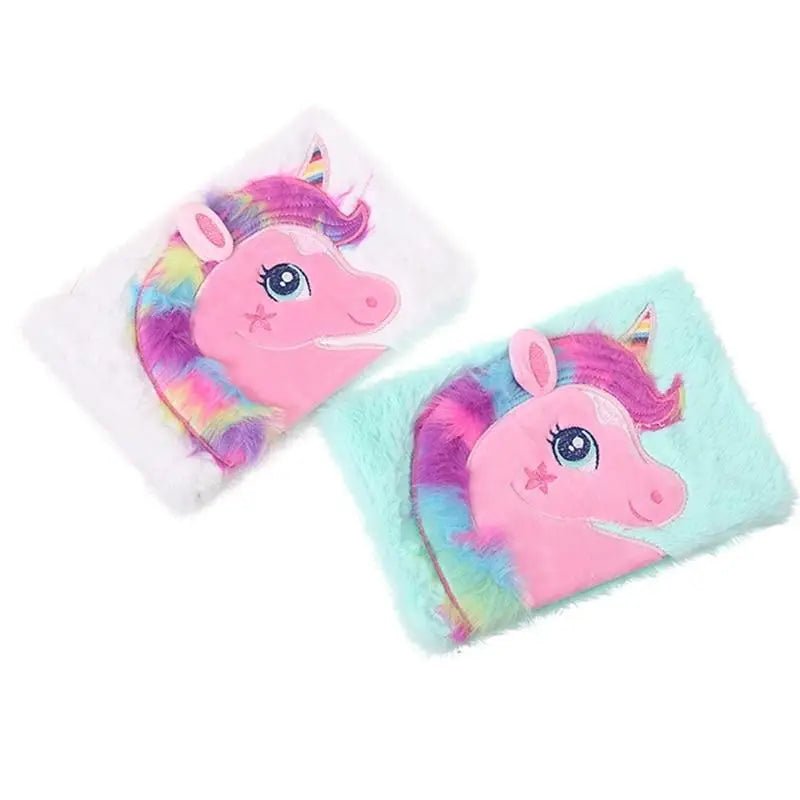 Kawaii Plush Unicorn Diary with Pastel Rainbow Embroidery - Cosparty