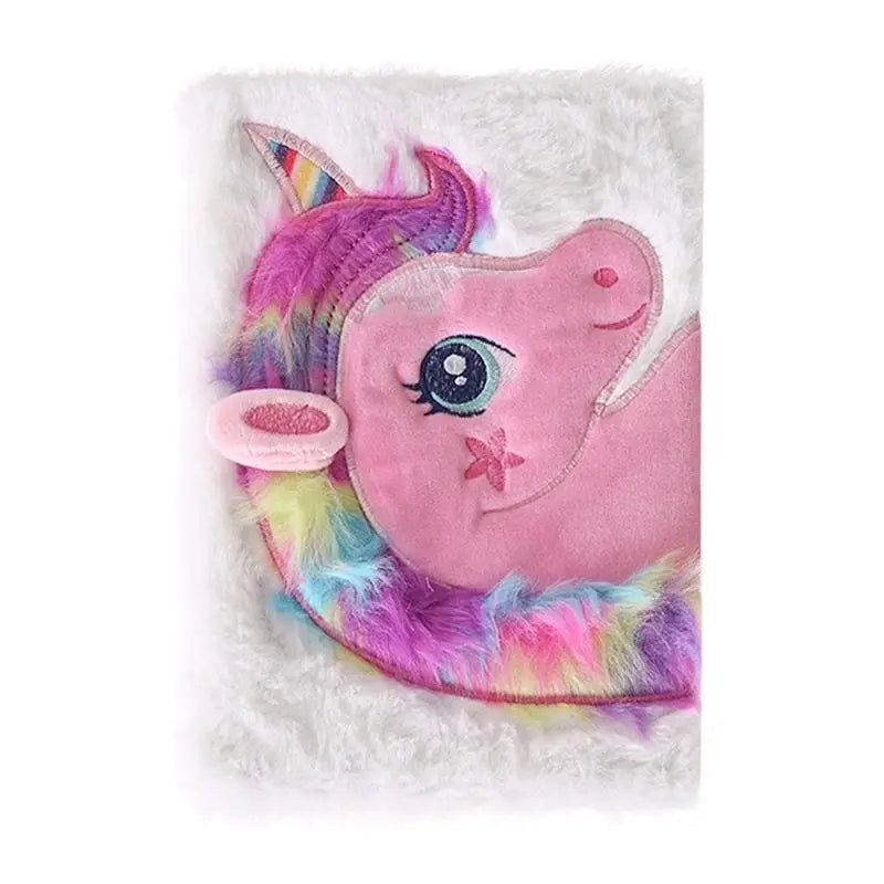Kawaii Plush Unicorn Diary with Pastel Rainbow Embroidery - Cosparty
