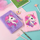 Kawaii Plush Unicorn Diary with Pastel Rainbow Embroidery - Cosparty