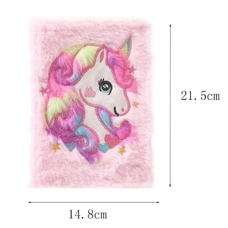 Kawaii Plush Unicorn Diary with Pastel Rainbow Embroidery - Cosparty