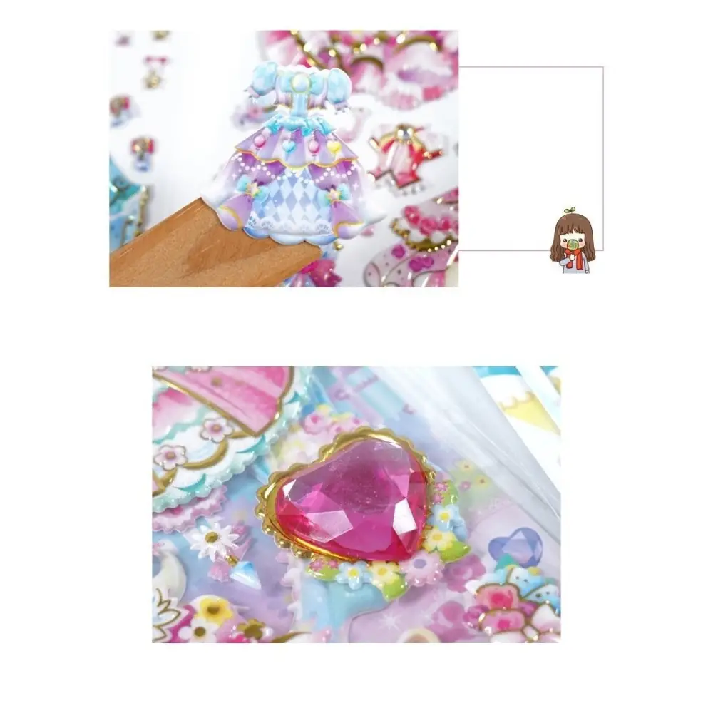 Kawaii Puffy Glitter Princess Stickers for Kids - stationary