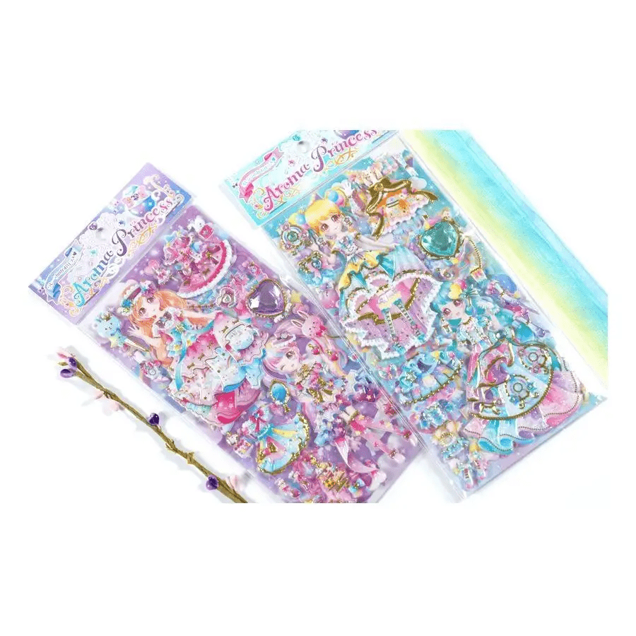 Kawaii Puffy Glitter Princess Stickers for Kids - Cosparty