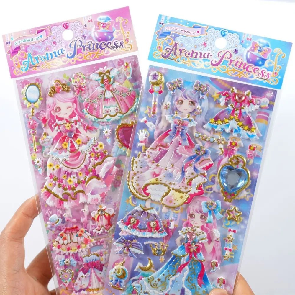 Kawaii Puffy Glitter Princess Stickers for Kids - Cosparty