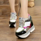 sequin platform sneakers shoes lace up sneaks athletic wedge harajuku japan fashion by Cosparty