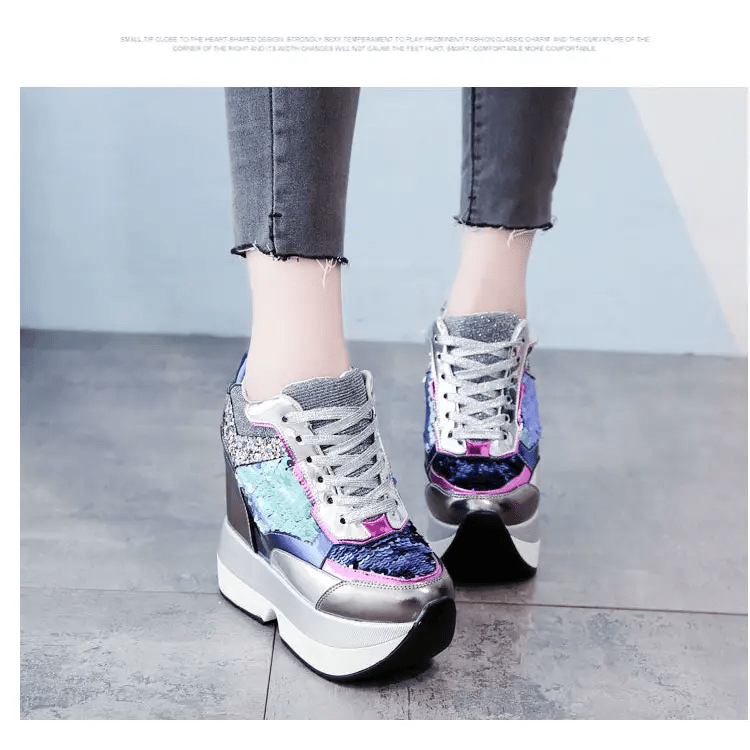 Kawaii Punk Rock Sequin Shoes Inspired by Harajuku Street Fashion - Cosparty