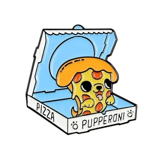 Kawaii Puppy Pizza Enamel Pin for Dog Lovers - Cosparty
