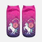 Kawaii Rainbow Donut Unicorn Ankle Socks for Magical Adventures - Cosparty