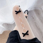 Kawaii Ribbon Embellished Fishnet Tights for Cosparties and Gothic Style - Socks