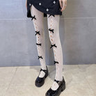 Kawaii Ribbon Embellished Fishnet Tights for Cosparties and Gothic Style - Socks