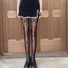 Kawaii Ribbon Embellished Fishnet Tights for Cosparties and Gothic Style - Socks