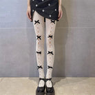 Kawaii Ribbon Embellished Fishnet Tights for Cosparties and Gothic Style - Cosparty