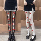 Kawaii Ribbon Embellished Fishnet Tights for Cosparties and Gothic Style - Cosparty