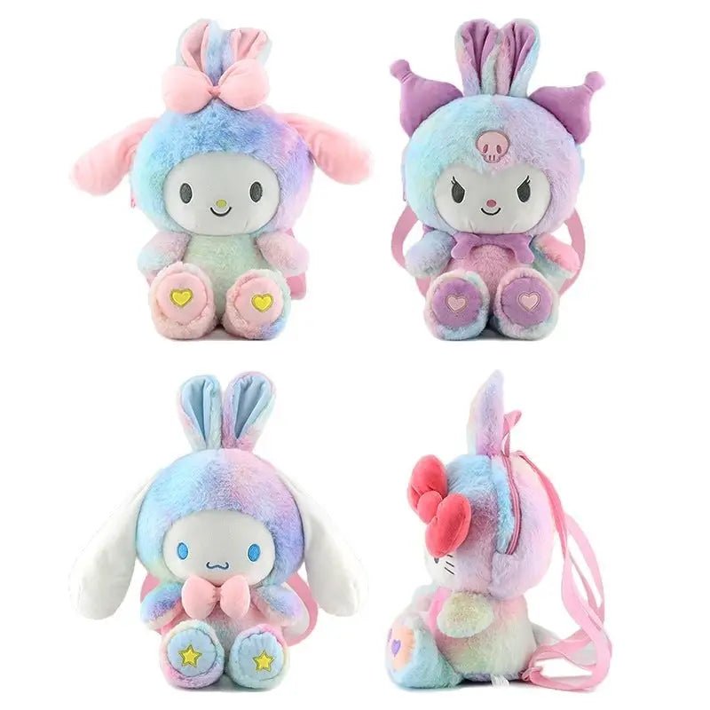 Kawaii Sanrio Character Plush Backpack with Ribbons and Embroidery - Cosparty