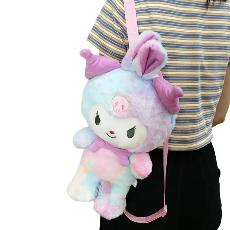 Kawaii Sanrio Character Plush Backpack with Ribbons and Embroidery - Backpack