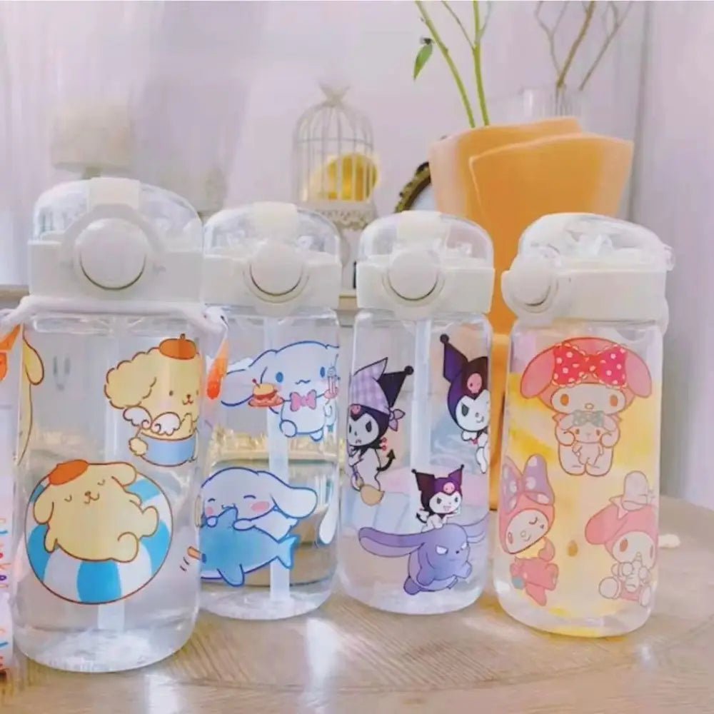Kawaii Sanrio Water Bottle with Flip Top and Straw - Cosparty