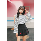 Kawaii School Girl Tennis Skirt with Heart Embroidery Details - skirt