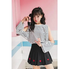 Black Pleated Heart Tennis Skirt Embroidered Harajuku Kawaii Fashion