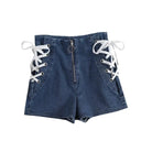 Kawaii Sky Blue Corset Denim Shorts for Sweet Summer Fashion - Cosparty