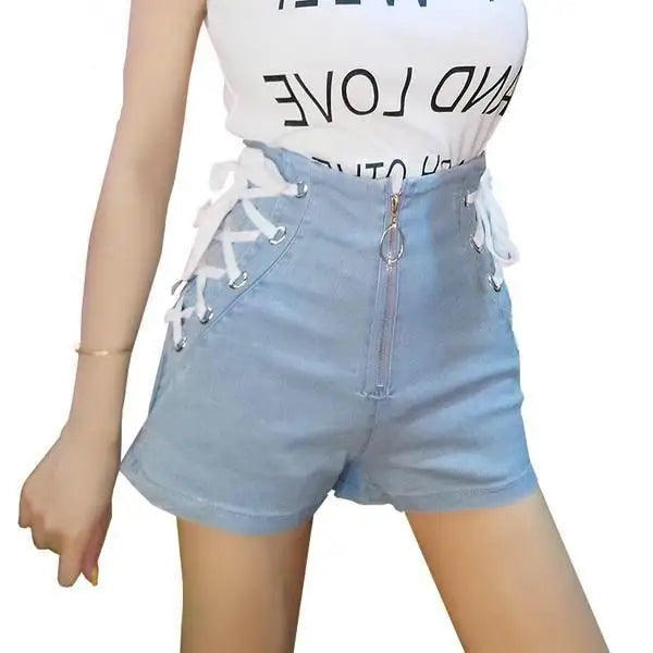 Kawaii Sky Blue Corset Denim Shorts for Sweet Summer Fashion - underwear