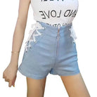 Kawaii Sky Blue Corset Denim Shorts for Sweet Summer Fashion - Cosparty