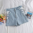 Kawaii Sky Blue Corset Denim Shorts for Sweet Summer Fashion - Cosparty