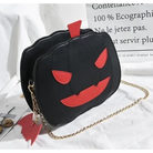 Black Spooky Pumpkin Halloween Purse Handbag Creepy Cute Gothic Bag With Bat Keychain