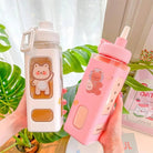 Kawaii Square Bunny and Bear Water Bottles for Stylish Hydration - Cosparty