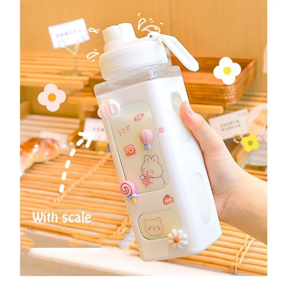 Candy Bun Water Bottles - 900ml / White Sticker Collage - bottles, drinking, drinkware, glass, glass bottle