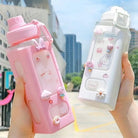 Kawaii Square Bunny and Bear Water Bottles for Stylish Hydration - Cosparty