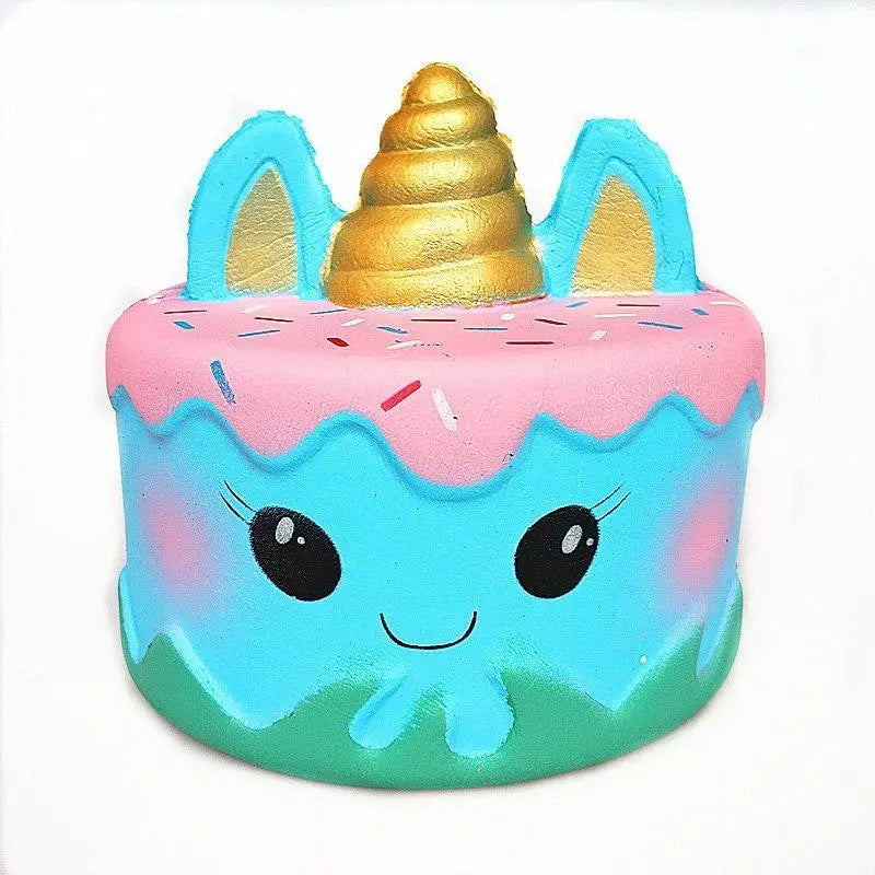 Kawaii Squishies (40+ Styles) - 10cm Blue Unicorn Cake - squishy