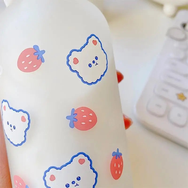 Kawaii Strawberry Bear Sippy Cup in Adorable Designs - cup