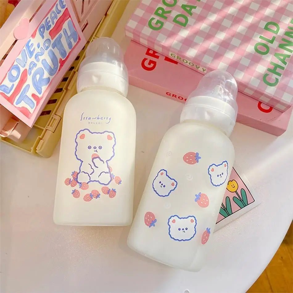 Kawaii Strawberry Bear Sippy Cup in Adorable Designs - Cosparty
