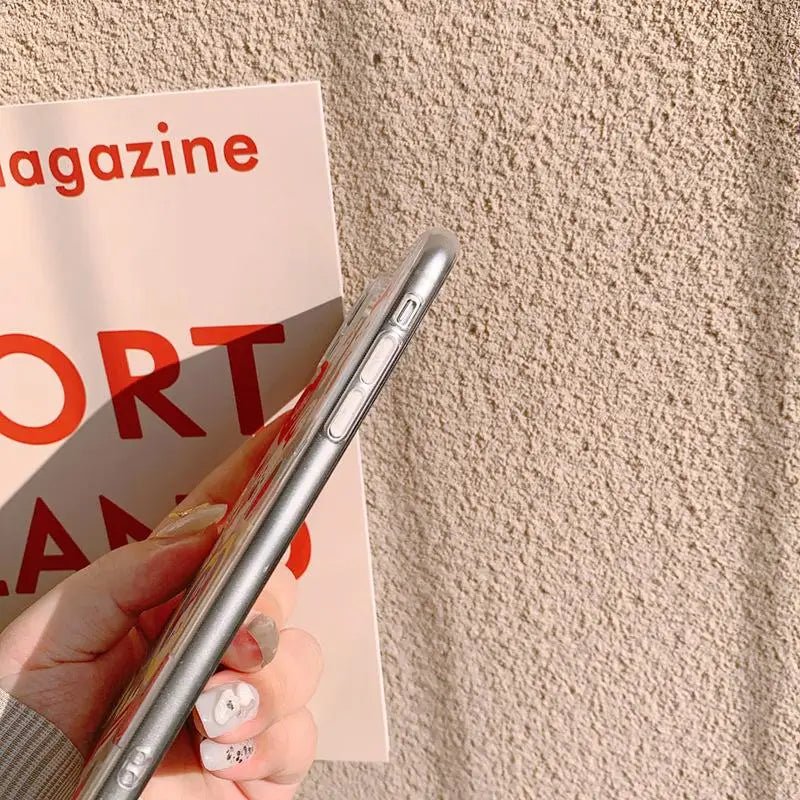 Kawaii Strawberry iPhone Case in Transparent Jelly Pink Chibi Moon Design - Cosparty