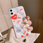Kawaii Strawberry iPhone Case in Transparent Jelly Pink Chibi Moon Design - Cosparty